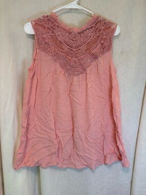 Davi Dani Blush Pink Lace Sleeveless Blouse Top Shirt Women’s L